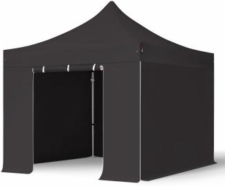 3x3 m Faltpavillon PROFESSIONAL Alu 40mm, Seitenteile ohne Fenster, schwarz