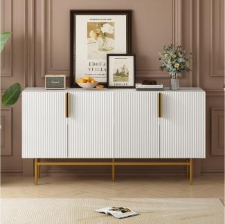 Merax Sideboard, mit 4 Türen und Metallsockel,Buffet Scandi,verstellbare Einlegeböden