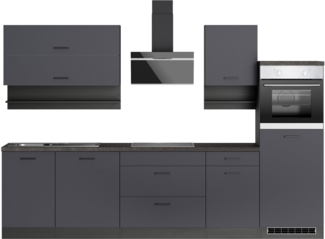 KOCHSTATION Küchenzeile KS-Frieda Breite 300 cm, wahlweise mit E-Geräten, mit 38mm starker Arbeitsplatte