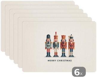 MuchoWow Platzset Nussknacker - Minimalistisch - Weihnachten - Beige, (6-St), Platzsets, Tischset, Abwaschbar, Tischsets, Platzdeckchen