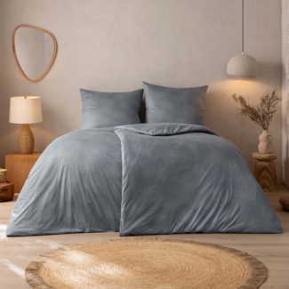 Estella Mako-Interlock-Jersey Bettwäsche Atelier Pippa 155x220 + 1 x Kissen 80 x 80 Grafisch graphit