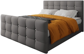 Mirjan24 Boxspringbett Atasir, Grau 140x200 cm Kunstleder