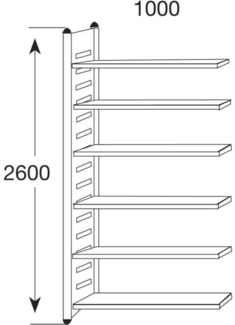 Kerkmann Design-Regal M2 Regalfeld BXHxT 1000 x 2600 x 600 mm 6 Böden alusi