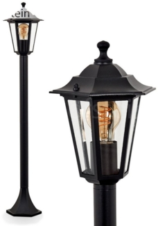 hofstein Pollerleuchte Wegeleuchte aus Metall/Glas in Schwarz/Klar, ohne Leuchtmittel, antike Außenleuchte, Gartenlampe, Gartenbeleuchtung IP44, 1 x E27
