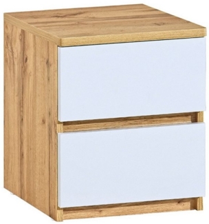 Deine Möbel 24 Nachttisch ARCO 10 Nachtkomode Schlafzimmer 40 cm breit (Set, 2-St, Nachtkonsole), Weiß Matt Eiche Wotan