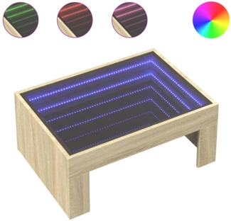 Couchtisch, Sofatisch mit Infinity-LED Sonoma-Eiche 70x50x30 cm