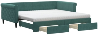 vidaXL Tagesbett Ausziehbar mit Schubladen Dunkelgrün 100x200 cm Samt 3197852