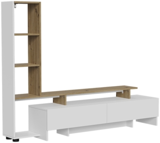 Lowboard Tavora Weiß/Eiche 168.2 x 120 cm mit 2 Schubladen Vicco