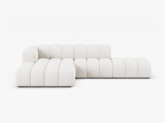 Micadoni Modulares Ecksofa offen Lupine 5-Sitzer Links Boucle Baloo Weiß