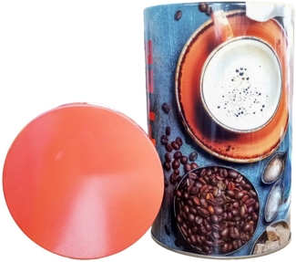 Kesper Kaffeedose KAFFEEDOSE Ø10cm aus Metall Vorratsdose Blechdose (Orange-15), Teedose Aufbewahrungsdose Tee Kaffee Dose Behälter Halter