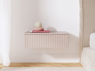 Beautysofa Nachttisch SOFT Hängend, Rillenfronten mit Push-to-Open (In der trendigen Farbe Kaschmir), Breite: 50 cm