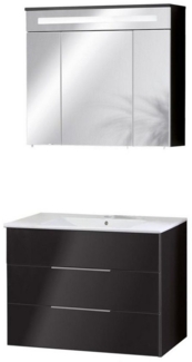 Fackelmann KARA Badmöbel Set 3-teilig, 80 cm, Anthrazit, Keramik, 2 Schubladen