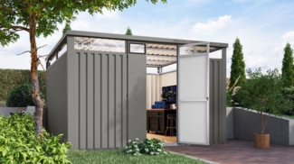 Metall-Gerätehaus Østen 3,5 - 343x343 cm, graualuminium, Karibu