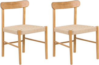 Esszimmerstuhl 2er Set EAGAN Holz Braun Beige