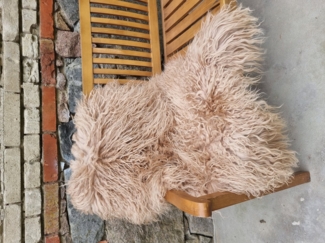 Provellus Fellteppich Premium, Langhaar Island Schaffell Lammfell Natur lockig curly, 30x30 cm rund