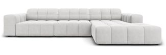 Micadoni Ecksofa Jennifer 4-Sitzer Rechts Samt Silber