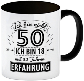 speecheese Tasse Witziger Kaffeebecher Schwarz für den 50. Geburtstag mit Motiv: