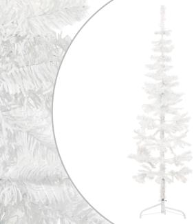 vidaXL Künstlicher Halb-Weihnachtsbaum mit Ständer Schlank Weiß 150 cm 344565