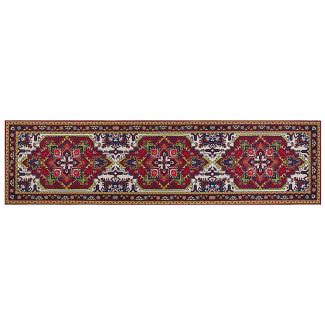 Teppich rot 80 x 300 cm orientalisches Muster Kurzflor COLACHEL