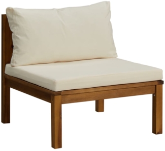 vidaXL Modulares Mittelsofa mit Cremeweißen Kissen Akazienholz 316289
