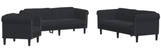 vidaXL 3-tlg. Sofagarnitur Schwarz Samt 3209214