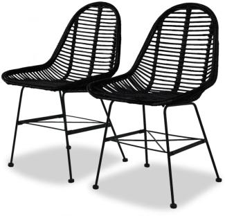 vidaXL Esszimmerstühle 2 Stk. Natur Rattan Schwarz 244571