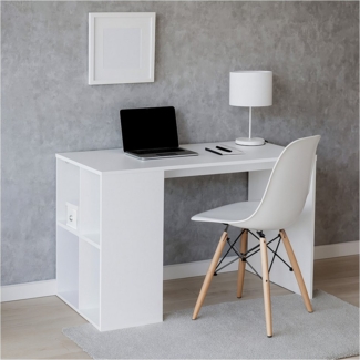 HTI-Living Schreibtisch Schreibtisch in Weiß mit seitlichen Ablagefächern (Stück, 1-St, 1 Schreibtisch), Computertisch Arbeitstisch Bürotisch Laptoptisch