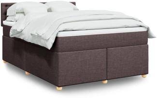 vidaXL Boxspringbett mit Matratze Dunkelbraun 140x200 cm Stoff 3289020