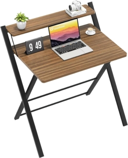 Klappbarer Schreibtisch mit Regal, Stabile Struktur, Braun