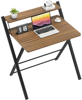 Klappbarer Schreibtisch mit Regal, Stabile Struktur, Braun