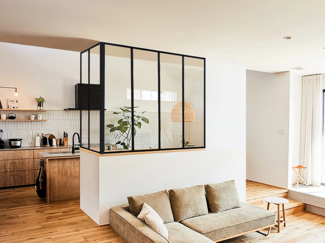 Vente-unique - Glaswand Ecklösung - 120 x 60 x 130 cm - thermolackiertes Aluminium - Schwarz - BAYVIEW