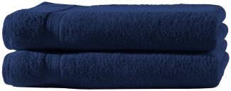 Müskaan - 2er Set Frottee Handtücher Elegance 50x100 cm 100% Baumwolle 500 g/m² Handtuch navyblau