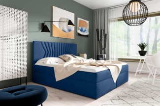 99rooms Prato Boxspringbett 120x200 cm Velours MONOLITH Dunkelblau