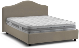 Dmora Verdite Doppelbett, Bettkasten mit Stoffbezug, 100 % Made in Italy, Öffnung vorne, inklusive Matratze 160 x 200 cm, Taupe
