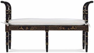 Casa Padrino Luxus Barock Sitzbank im chinesischen Stil Schwarz / Gold / Weiß 135 cm - Barock Möbel