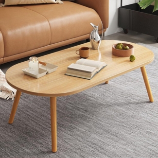 Ovaler Couchtisch Holzfarbe 80x45x40 cm, Wohnzimmer Beistelltisch