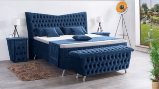 Meisterbetten Boxspringbett Juve 140x220 in VS-Royalblau, Matratzenbezug Optiflex, Ergoflex-Topper