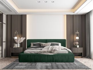 Polsterbett Doppelbett LEXIE 180x200cm in Stoff Riviera Grün