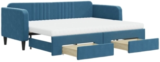 vidaXL Tagesbett Ausziehbar mit Schubladen Blau 80x200 cm Samt 3197127