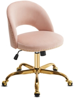 VINGLI Bürostuhl Schreibtischstuhl, Drehstuhl mit goldenen Nieten, Schminktisch Stuhl, Wippfunktion 105°-120°, 360° Drehbar, bis 136KG, Homeoffice Stuhl