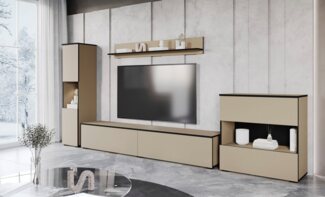 INOSIGN Wohnwand PARIS, Vitrine Türanschlag links/rechts wechselbar, (Komplett-Set, 4-St), grifflose Design, stehend und hängend montierbar