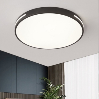Natsen Deckenleuchte Runde LED Deckenlampe, 96W, Voll dimmbar, Warmweiß bis Kaltweiß, Schlafzimmer Lampe Küchenlampe 50 x 50 x 5 cm,Schwarz