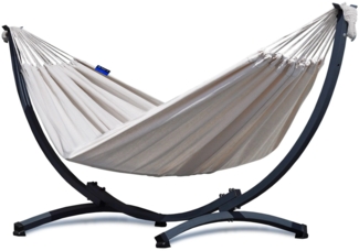 Potenza Hängematte mit Gestell I Stabiler Komapkt Rahmen 200kg - 250cm Balkon I Hängematte 200x120cm I Roma XL Ecru