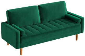 OUNUO Sofa 3 Sitzer Sofa 3er Samt Kleines Couch mit 2 Wurfkissen für Wohnzimmer