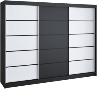 Schwebetürenschrank MES 2-türig Schrank 200 cm (mit Spiegel) Farbe: Schwarz , weiß