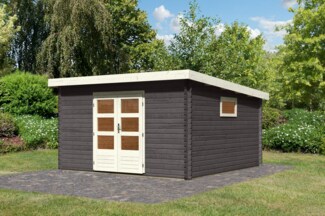 Blockbohlengartenhaus Trittau 6 - 372x372 cm, 38 mm terragrau, Karibu