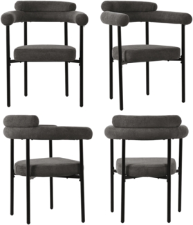 Merax Esszimmerstuhl (Set, 4 St), 4er Set Polsterstühle Wohnzimmer Samt Küchenstühle Eisengestell, Dunkelgrau