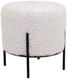 ebuy24 Pouf Alford Pouf, Hocker imitiertes Lammfell, weiß.