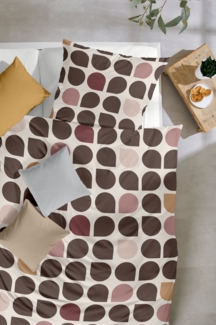 Primera Mako-Satin Bettwäsche 135x200 Tropfen Retro braun beige 243237-077