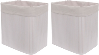2er-Set Aufbewahrungskorb HWC-C21, Korb Aufbewahrungsbox Ordnungsbox Sortierbox Regalkorb, Bambus 33x33x23cm ~ weiß